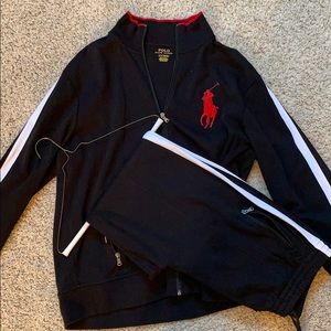 Black and red men’s polo sweat suit